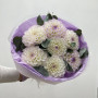 Букет из 7 бело-лиловых георгин с эвкалиптом фото 2